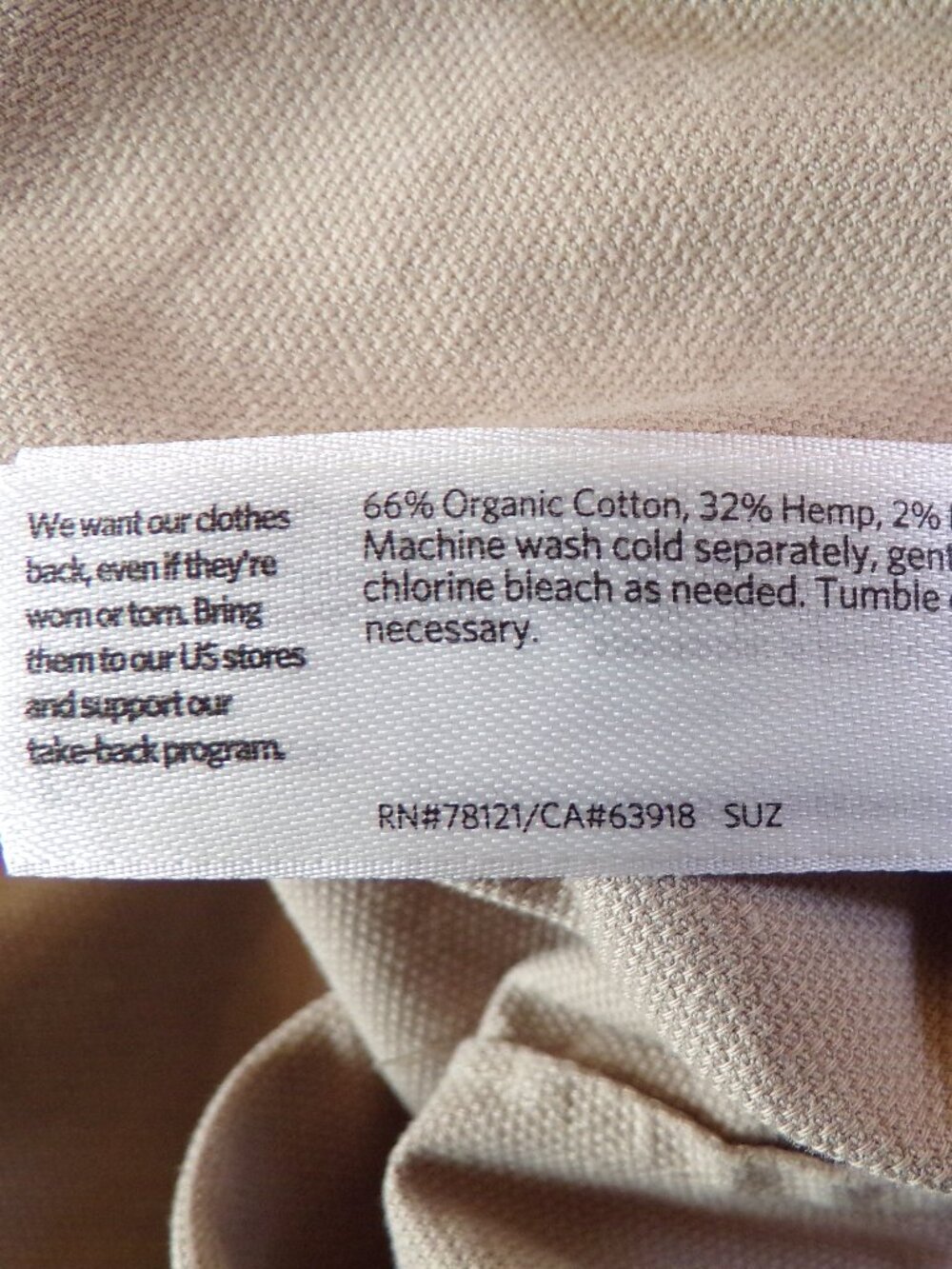Eileen Fisher Cotton Hemp Strait Pant Elasitc Waist Ankle Length Beige Size M - Picture 6 of 8